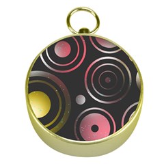 Circles Pinks Yellows Design Gold Compasses by Pakrebo