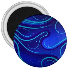 Wavy Abstract Blue 3  Magnets by Pakrebo