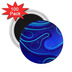 Wavy Abstract Blue 2 25  Magnets (100 Pack)  by Pakrebo