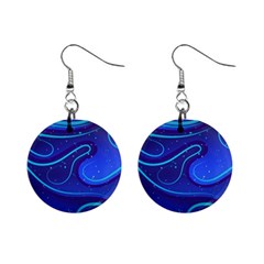 Wavy Abstract Blue Mini Button Earrings by Pakrebo