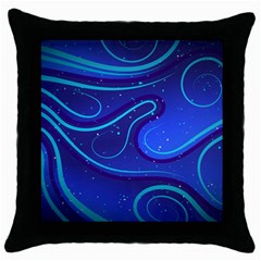 Wavy Abstract Blue Throw Pillow Case (black) by Pakrebo