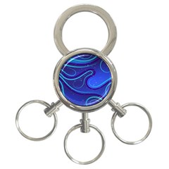 Wavy Abstract Blue 3-ring Key Chain by Pakrebo