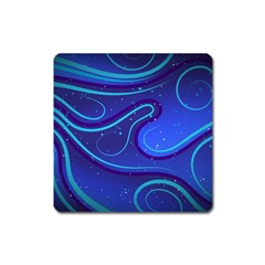 Wavy Abstract Blue Square Magnet by Pakrebo