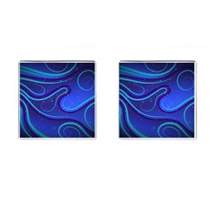 Wavy Abstract Blue Cufflinks (square) by Pakrebo