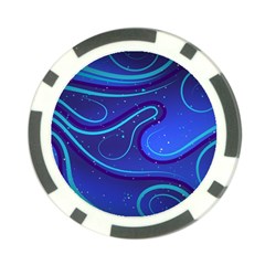 Wavy Abstract Blue Poker Chip Card Guard by Pakrebo