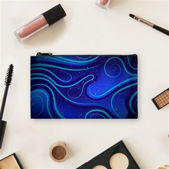 Wavy Abstract Blue Cosmetic Bag (small) by Pakrebo