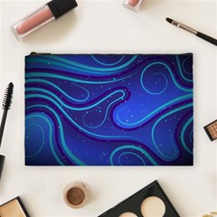 Wavy Abstract Blue Cosmetic Bag (large) by Pakrebo