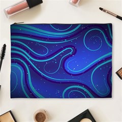 Wavy Abstract Blue Cosmetic Bag (xl) by Pakrebo