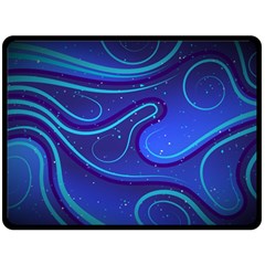 Wavy Abstract Blue Fleece Blanket (large)  by Pakrebo