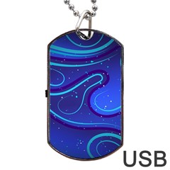 Wavy Abstract Blue Dog Tag Usb Flash (one Side) by Pakrebo