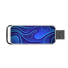 Wavy Abstract Blue Portable Usb Flash (one Side) by Pakrebo