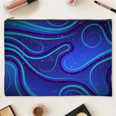 Wavy Abstract Blue Cosmetic Bag (xxxl) by Pakrebo