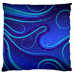 Wavy Abstract Blue Large Flano Cushion Case (two Sides)