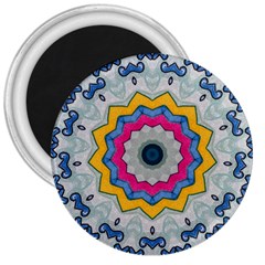 Kaleidoscope Bright Flower Mandala 3  Magnets by Pakrebo