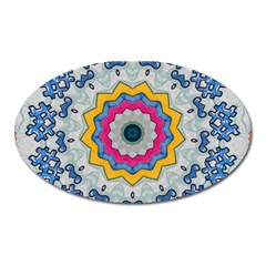 Kaleidoscope Bright Flower Mandala Oval Magnet by Pakrebo