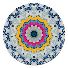 Kaleidoscope Bright Flower Mandala Magnet 5  (round) by Pakrebo