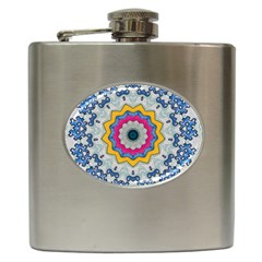 Kaleidoscope Bright Flower Mandala Hip Flask (6 Oz) by Pakrebo