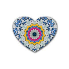 Kaleidoscope Bright Flower Mandala Heart Coaster (4 Pack)  by Pakrebo