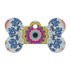 Kaleidoscope Bright Flower Mandala Dog Tag Bone (two Sides) by Pakrebo