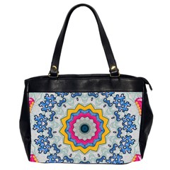 Kaleidoscope Bright Flower Mandala Oversize Office Handbag (2 Sides) by Pakrebo