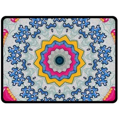 Kaleidoscope Bright Flower Mandala Fleece Blanket (large)  by Pakrebo