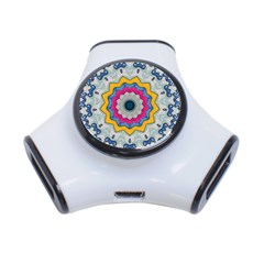 Kaleidoscope Bright Flower Mandala 3-port Usb Hub by Pakrebo