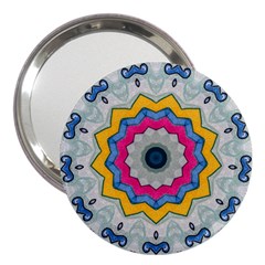 Kaleidoscope Bright Flower Mandala 3  Handbag Mirrors by Pakrebo