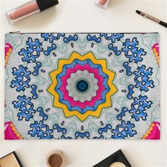 Kaleidoscope Bright Flower Mandala Cosmetic Bag (xxl) by Pakrebo