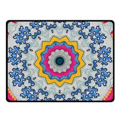 Kaleidoscope Bright Flower Mandala Double Sided Fleece Blanket (small)  by Pakrebo