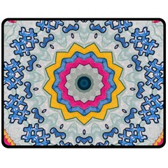 Kaleidoscope Bright Flower Mandala Double Sided Fleece Blanket (medium)  by Pakrebo