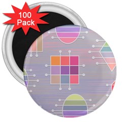 Pastels Shapes Geometric 3  Magnets (100 Pack) by Pakrebo