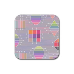 Pastels Shapes Geometric Rubber Coaster (square)  by Pakrebo