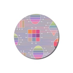 Pastels Shapes Geometric Rubber Round Coaster (4 Pack)  by Pakrebo