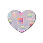 Pastels Shapes Geometric Rubber Coaster (Heart)  Front