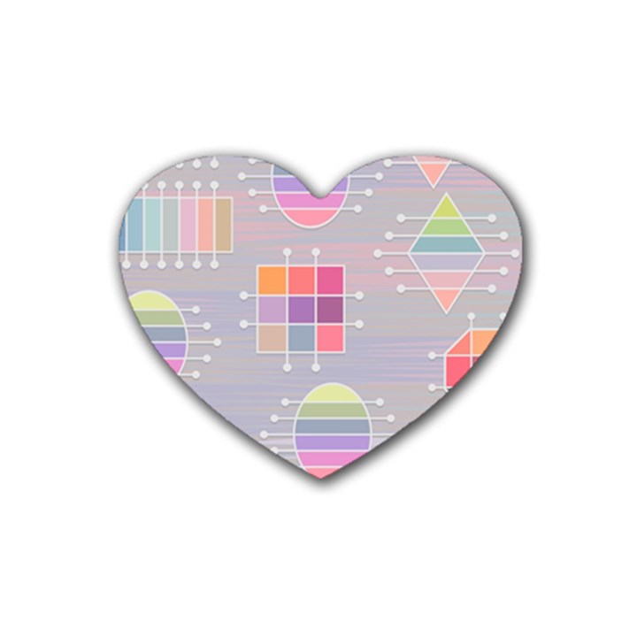 Pastels Shapes Geometric Rubber Coaster (Heart) 