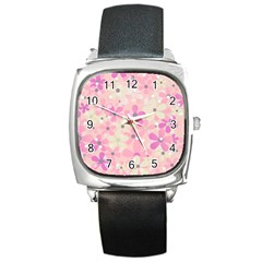 Background Floral Non Seamless Square Metal Watch by Pakrebo