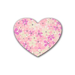 Background Floral Non Seamless Heart Coaster (4 Pack)  by Pakrebo