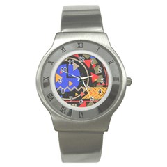 Background Abstract Colors Shapes Stainless Steel Watch by Pakrebo