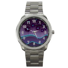 Scenery Sea Full Moon Stylized Sport Metal Watch by Pakrebo