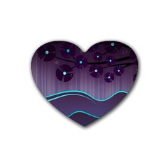 Scenery Sea Full Moon Stylized Rubber Coaster (heart)  by Pakrebo