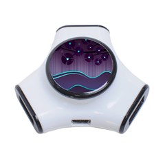 Scenery Sea Full Moon Stylized 3-port Usb Hub by Pakrebo