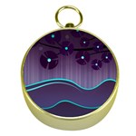 Scenery Sea Full Moon Stylized Gold Compasses Front