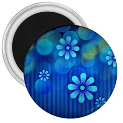 Bokeh Floral Blue Design 3  Magnets by Pakrebo