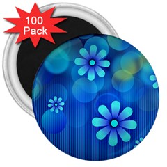 Bokeh Floral Blue Design 3  Magnets (100 Pack) by Pakrebo