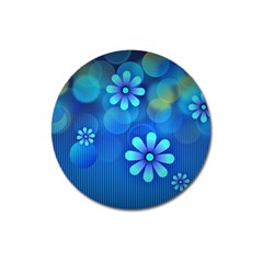 Bokeh Floral Blue Design Magnet 3  (round) by Pakrebo