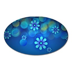 Bokeh Floral Blue Design Oval Magnet by Pakrebo