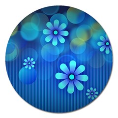 Bokeh Floral Blue Design Magnet 5  (round) by Pakrebo