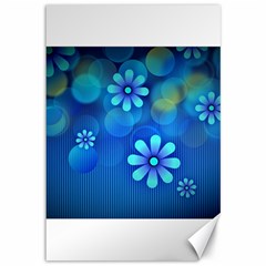 Bokeh Floral Blue Design Canvas 12  X 18  by Pakrebo