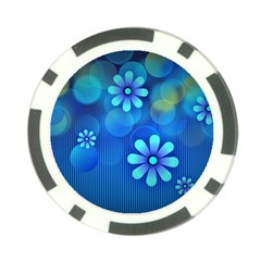 Bokeh Floral Blue Design Poker Chip Card Guard (10 Pack) by Pakrebo