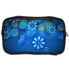 Bokeh Floral Blue Design Toiletries Bag (one Side) by Pakrebo